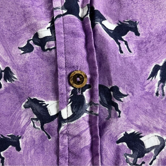 Odille (Anthropologie) Tarpan Horse Print Purple Button Down Shirt Size 0 - Picture 6 of 10